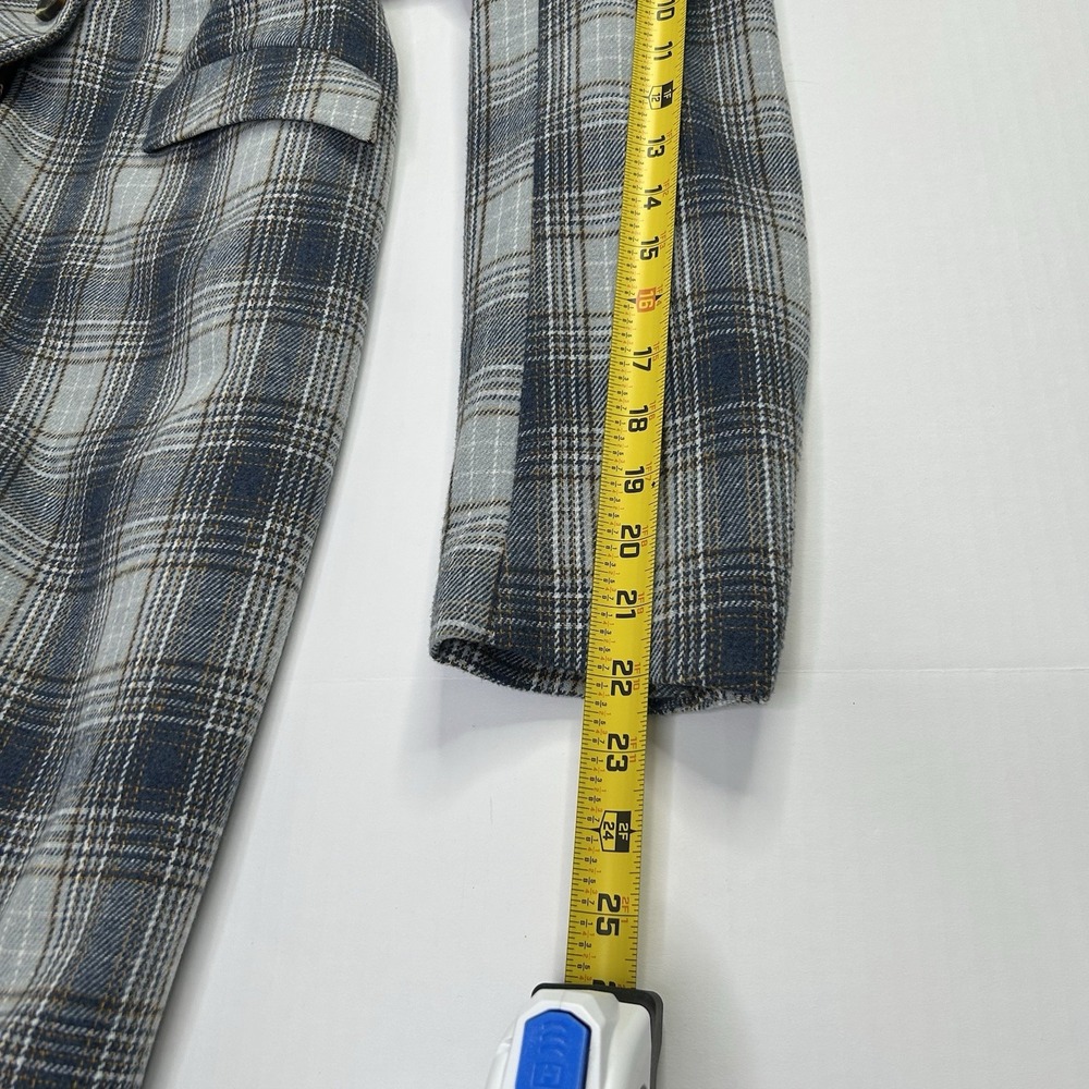Sundance ANNIE Fall Plaid LONG Jacket Womens Small Wool Blend Lightweight Blue - Picture 11 of 12